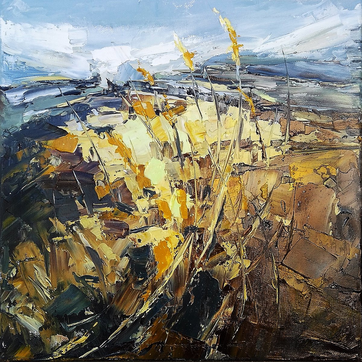 Expressive Landscape Oil Painting By Emilia Milcheva, 16 X 16, Feels Like Flying, Original Artwork