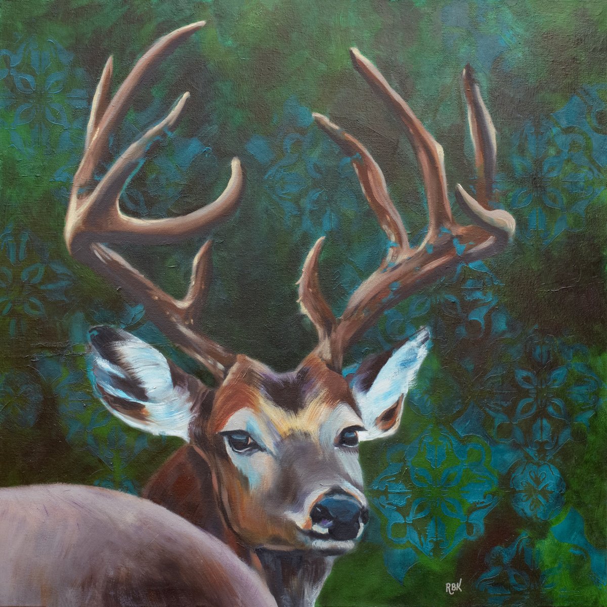 Expressive Animal Oil Painting By Rebeca Fuchs, 30 X 30", King Of The Forest, Original Artwork