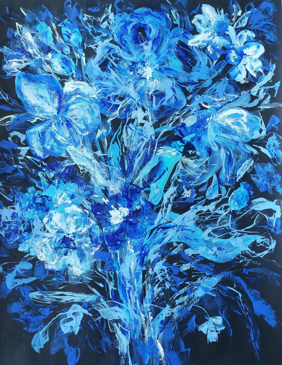 Garden In Blue 5 By Katia Solodka, 20 X 26, Artwork For Sale On Artfinder