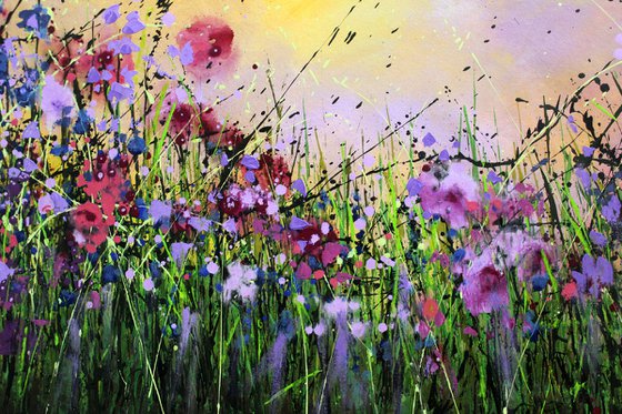 Finding Peace #3 - Super sized original abstract floral painting