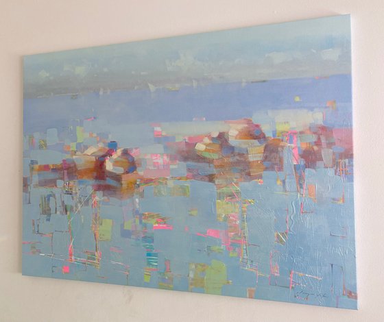 Canoes, Original oil painting, Handmade artwork, One of a kind