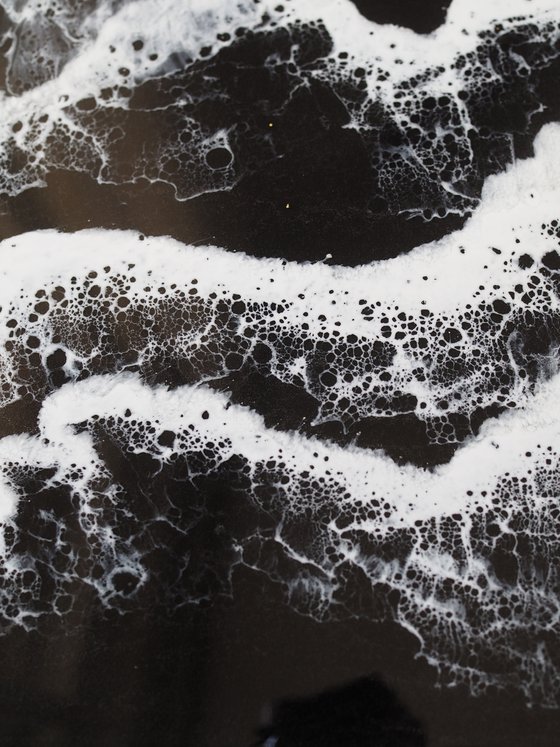 Deep deep water - original resin artwork, black and white seascape