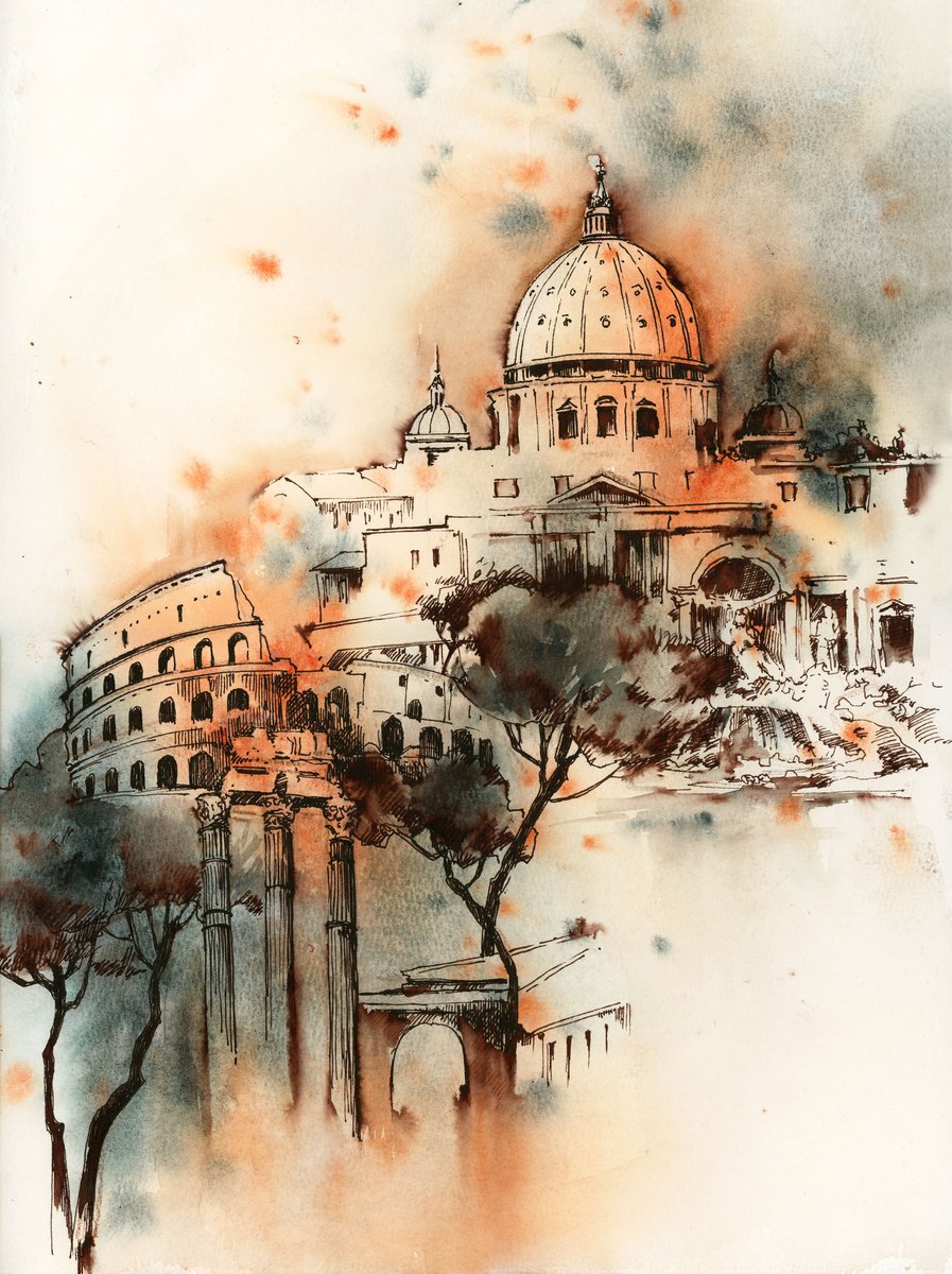 Impressionistic Cityscapes Painting By Sophie Rodionov, 12 X 16", Rome, Original Artwork