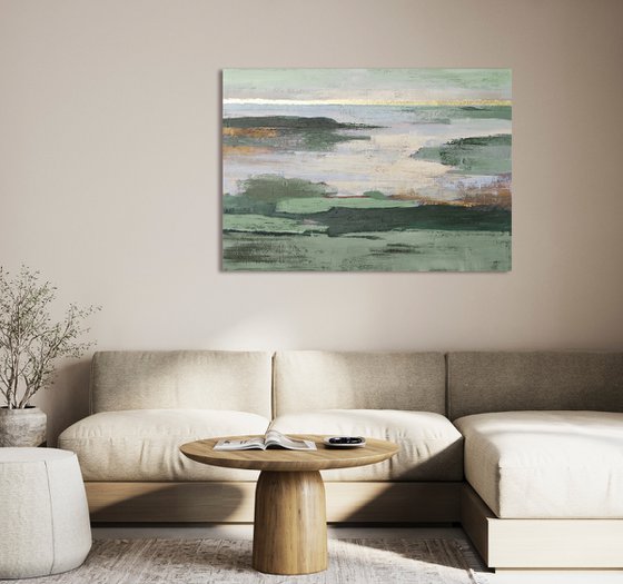 "Olive Estuary 2" Sage green abstract nature