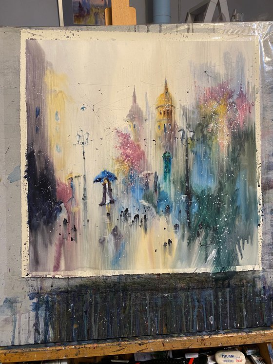 Sold Watercolor “Urban Spring” perfect gift