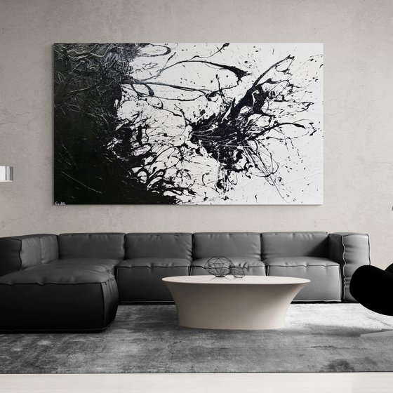 Colour Void 250cm x 150cm Black White Textured Abstract Art