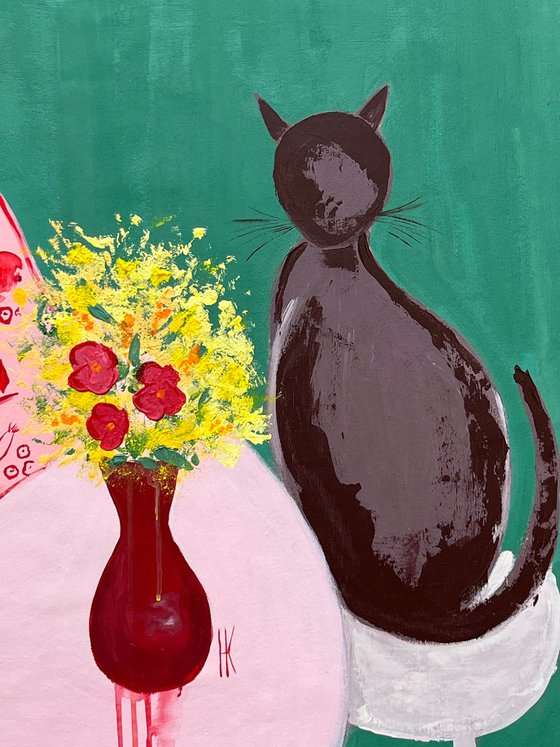 Woman with Cat Original Painting