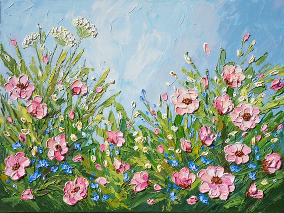 Flowers after the rain - Impasto Painting