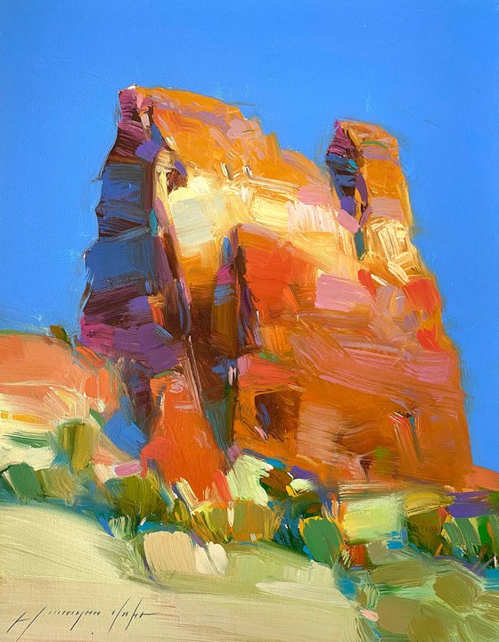 Sedona Cliff, Original oil painting, Handmade artwork, One of a kind