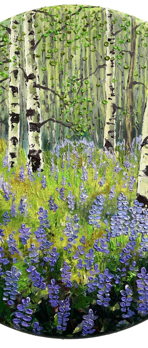 SPRING LUPINE AND ASPENS IN LAKE TAHOE by Lisa Elley