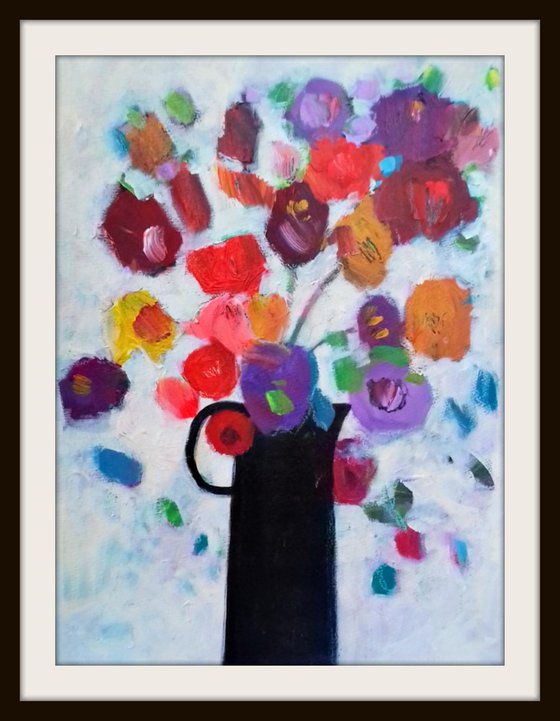 Bouquet in a Black Vase II