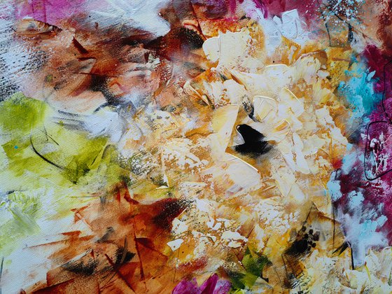 "Vibrant Floral Passion", XXL abstract flower painting