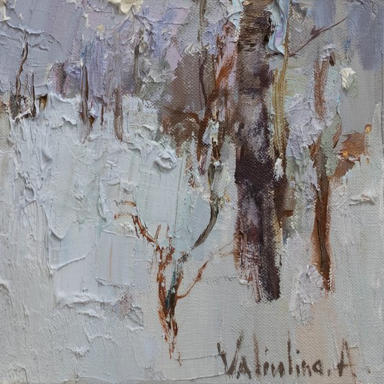 Winter forest - Original oil Landscape painting