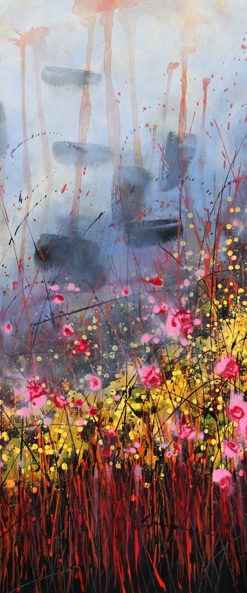 Overture #2 - Large  floral landscape by Cecilia Frigati