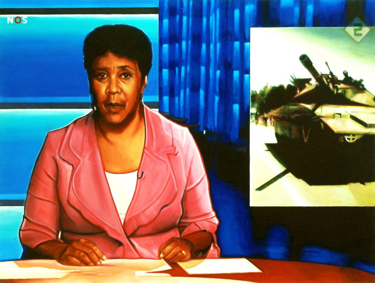 Photorealistic Portrait Acrylic Painting By Gerard Boersma, 37 X 28, The Show (8 O