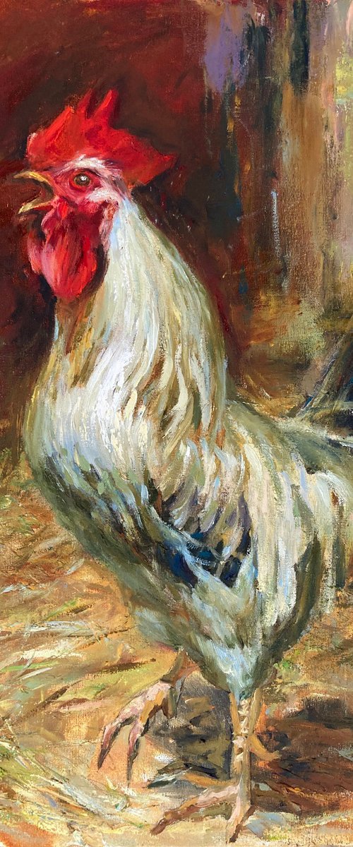 Rooster. Guard of the yard by Helen Shukina