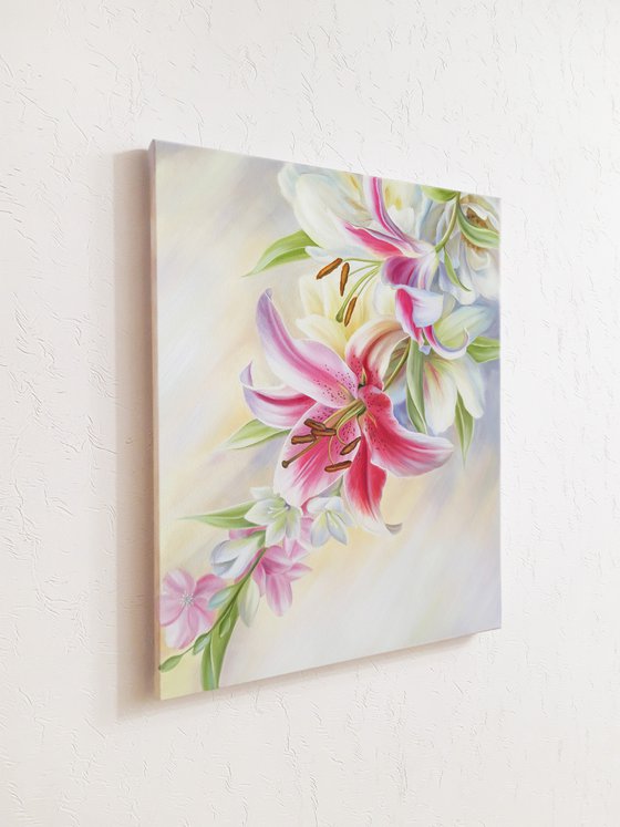 "Poetry of flowers", lilies painting