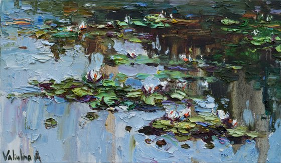 White water Lilies - Original Oil painting