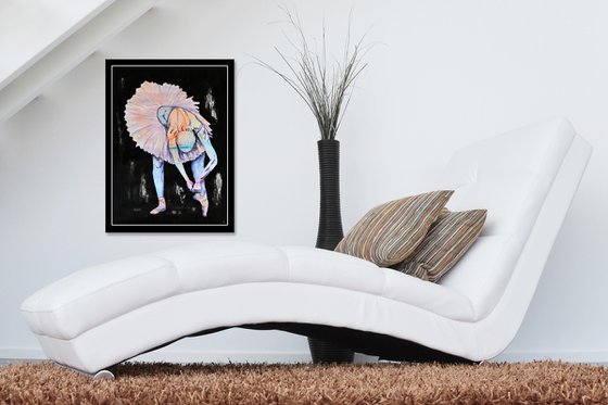 Ballerina - Vibrations Mixed Media Original Modern Art Painting