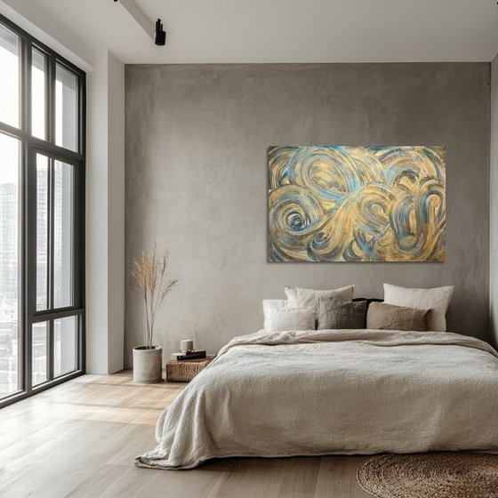 Golden waves 80x120x2 cm