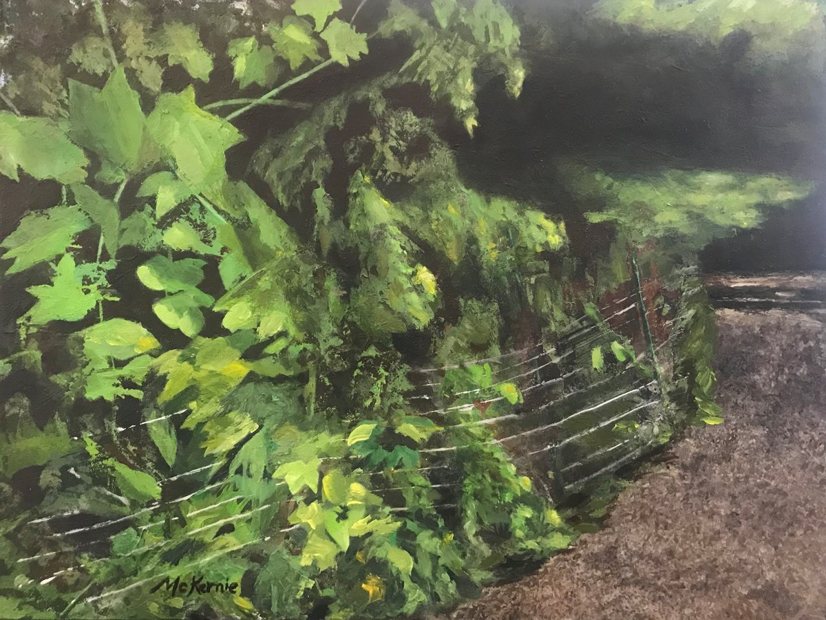 Impressionistic Botanical Acrylic Painting By Maryanne Mckernie, 16 X 12", Grizzled, Original Artwork