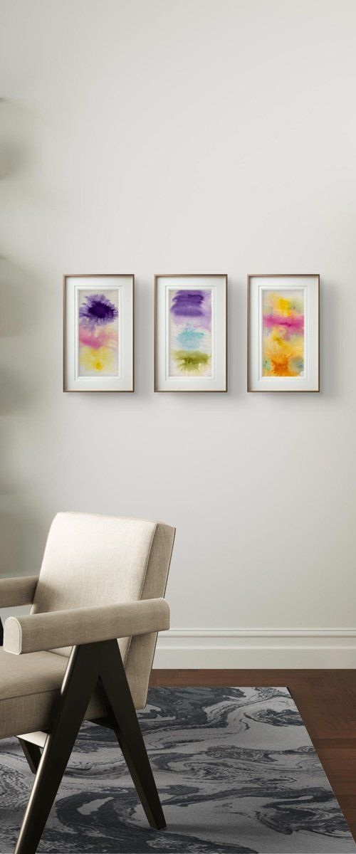 Abstract Yellow Purple Clouds by Yuliia Sharapova