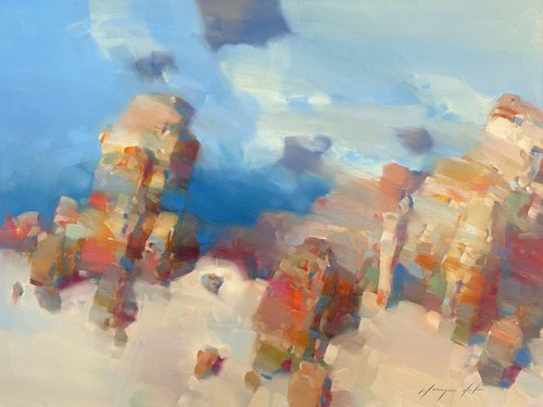 South Bay Cliffs, Original oil painting, Handmade artwork, One of a kind by Vahe Yeremyan