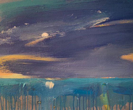 Minimalistic landscape - "Rainy sky" - Expressionism - Rain - Nature - Impressionism