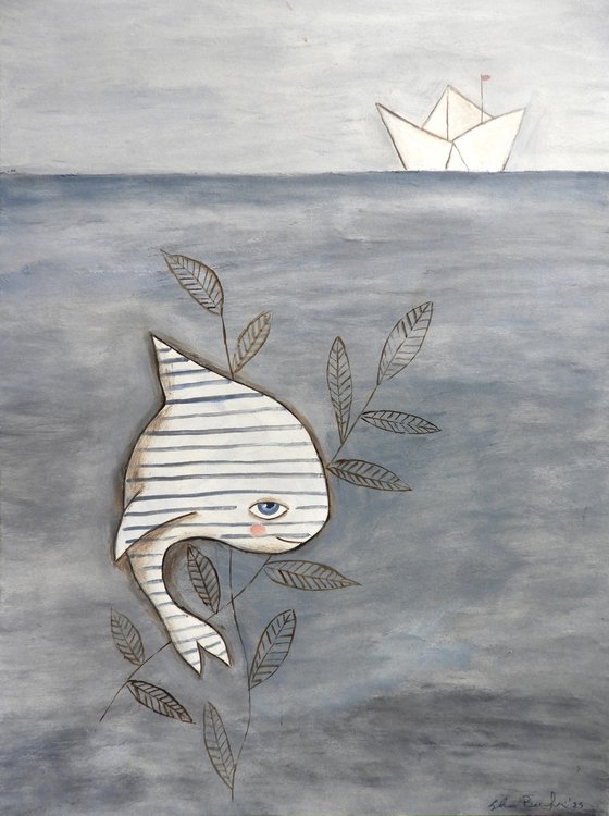 The striped fish under the sea