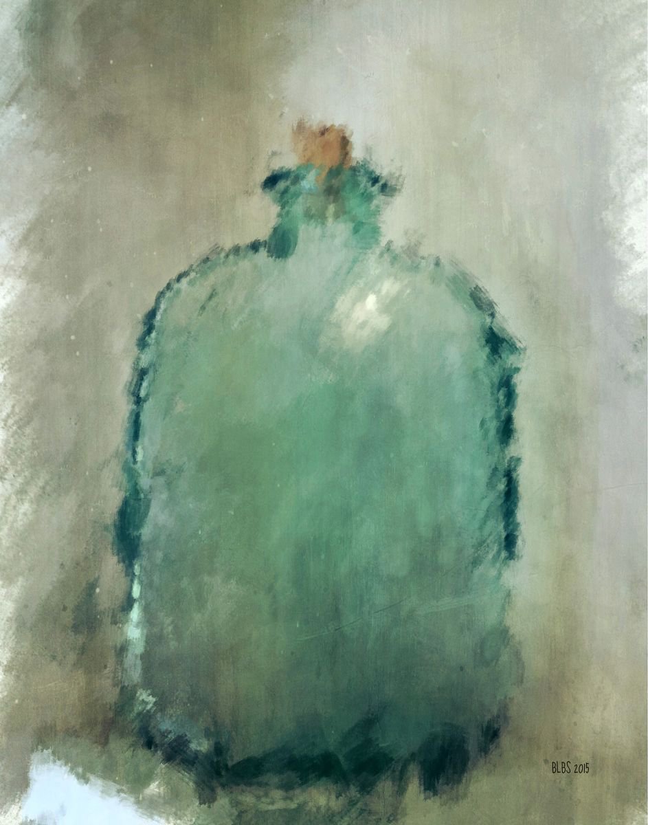 Green Glass Bottle - Still Life by Barbara Storey