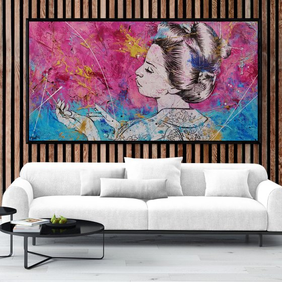 Teal Sunset 190cm x 100cm Textured Urban Pop Art