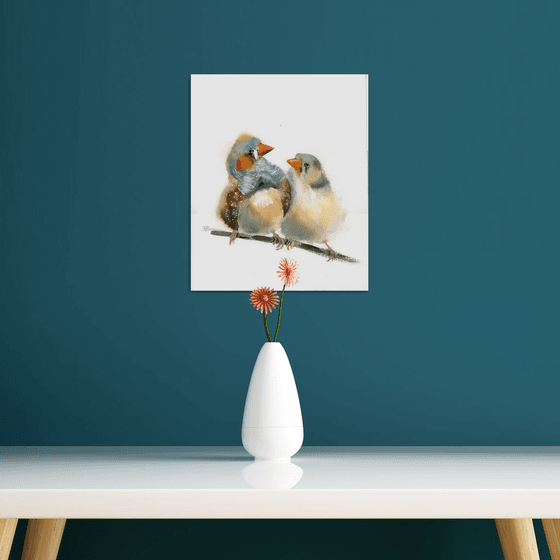 Two zebra finches