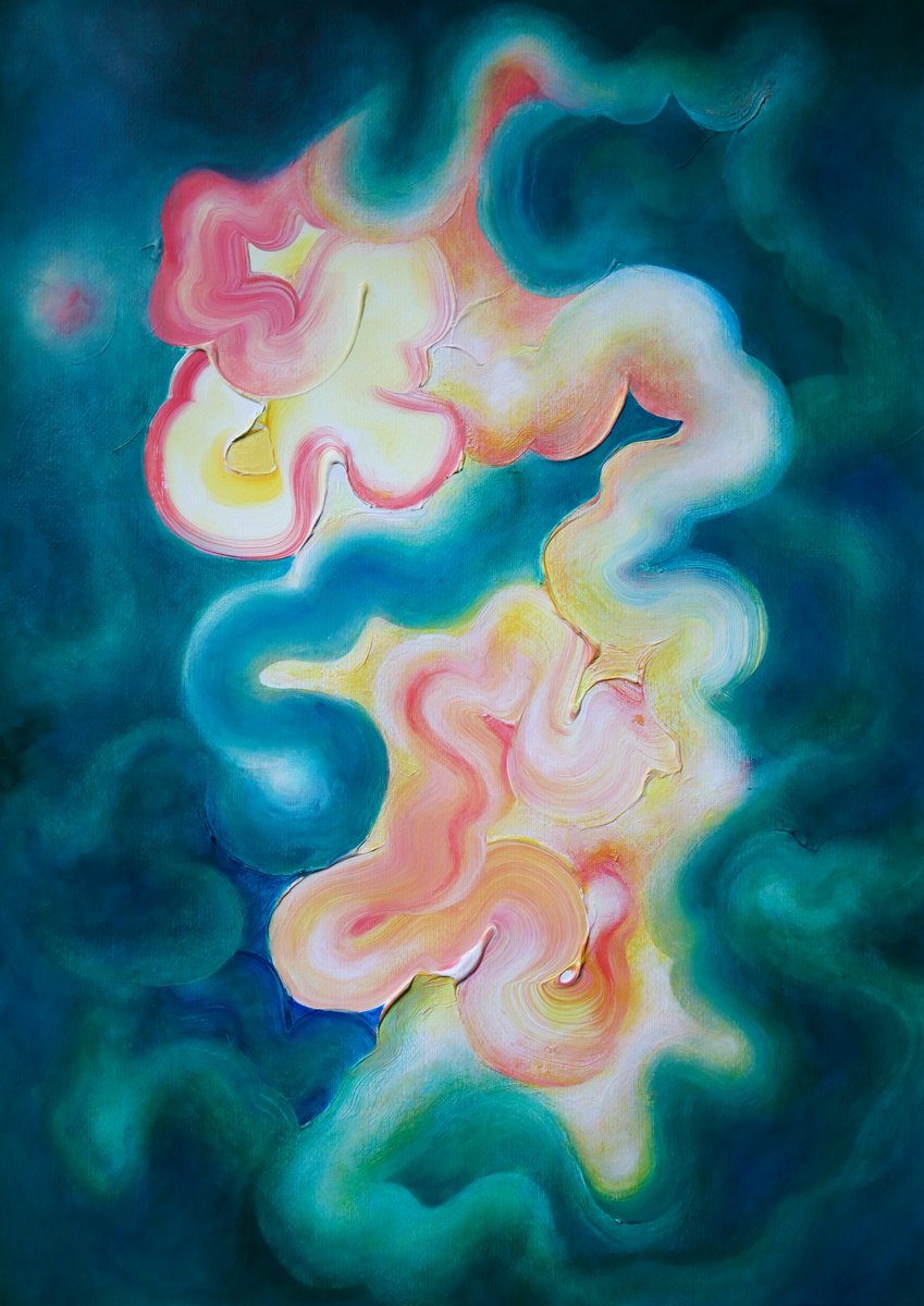 Abstract Acrylic Painting By Tam Chianta, 20 X 28", 