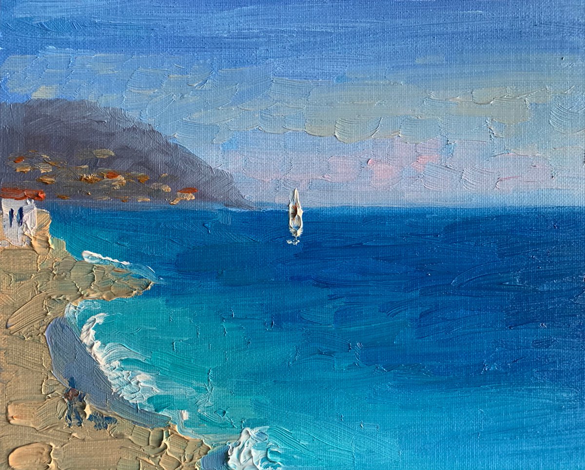 Impressionistic Landscape Oil Painting By Nataliya Lemesheva, 9 X 7", Sea, Original Artwork