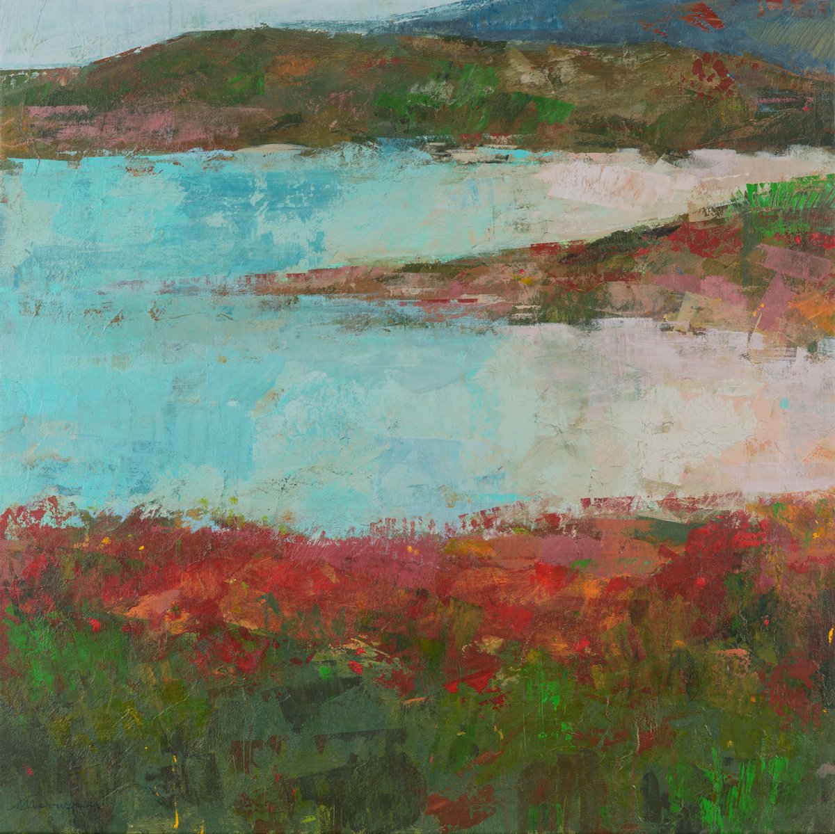 Abstract Landscape Acrylic Painting By Marcello Carrozzini, 26 X 26", C