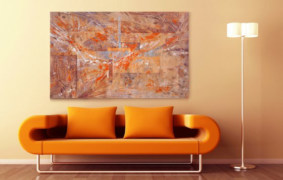 Large abstract painting 100x160 cm unstretched canvas "Birds" i001 art original artwork by Airinlea