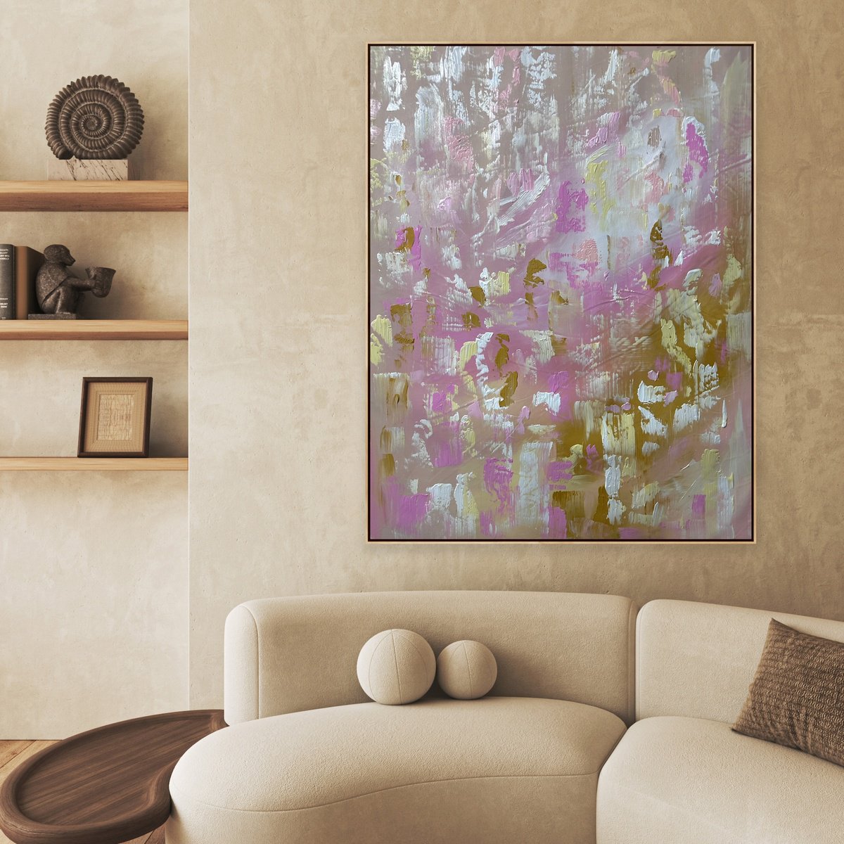 Organic Abstract Acrylic Painting By Alanah Jarvis, 48 X 59, Saltwood And Quiet Skies, Original Artwork