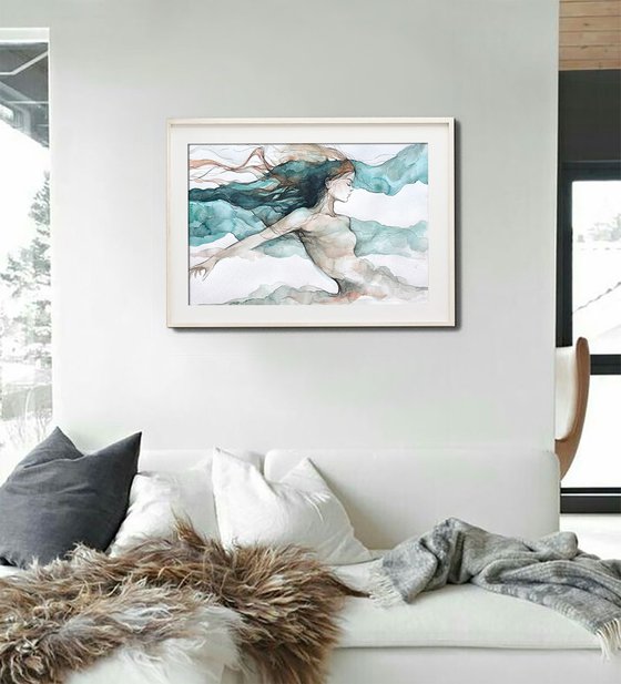 Flowing Serenity Woman Dreamy Nature