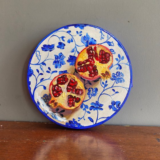 Pomegranate on plate