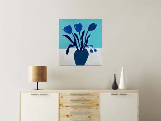 Blue Tulips Minimalist art