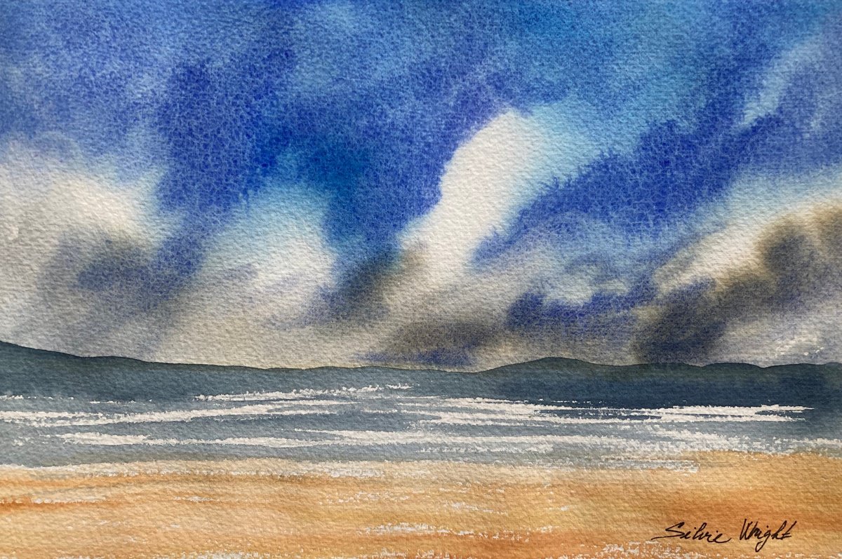 Impressionistic Landscape Watercolour By Silvie Wright, 10 X 7", Big Sky, Original Artwork