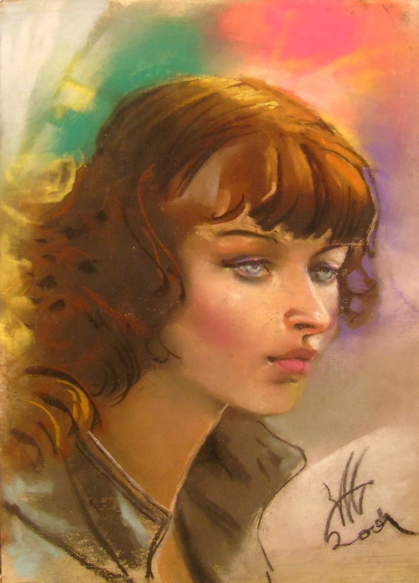 Photorealistic Portrait Pastel Drawing By Yuri Zelonuy, 12 X 16", Stranger 6, Original Artwork