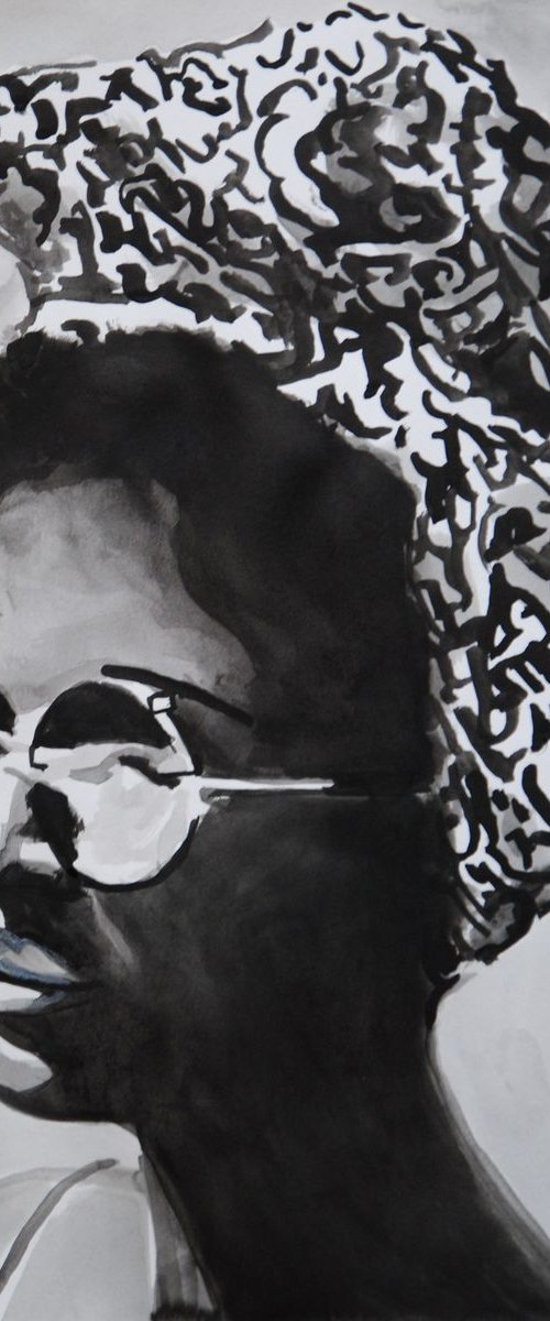 Girl with sunglasses / 42 x 29.7 cm by Alexandra Djokic