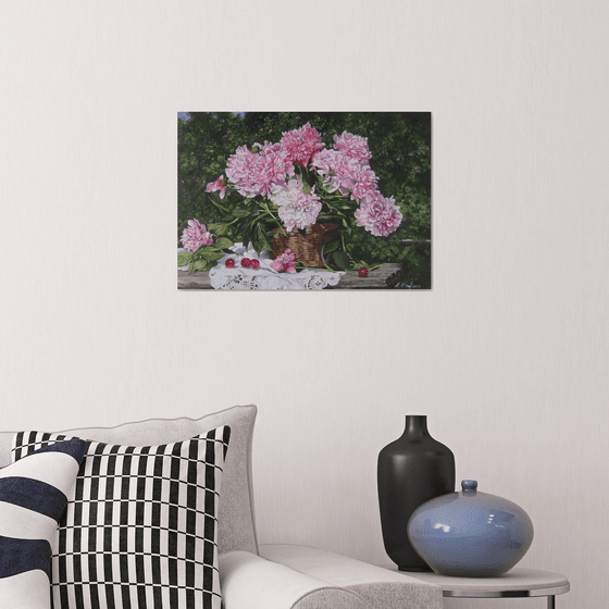 Garden Peonies Painting