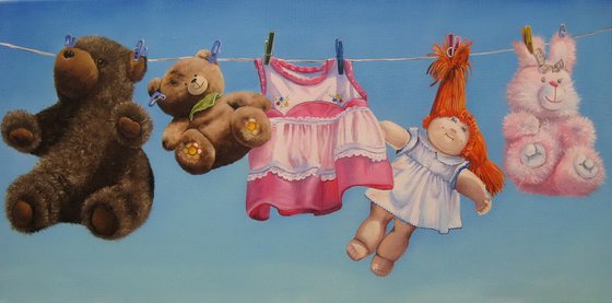 Childhood Toys on Clothesline