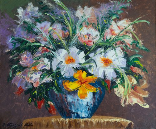 Lilies 60x70cm, oil painting, ready to hang by Rafik Qeshishyan