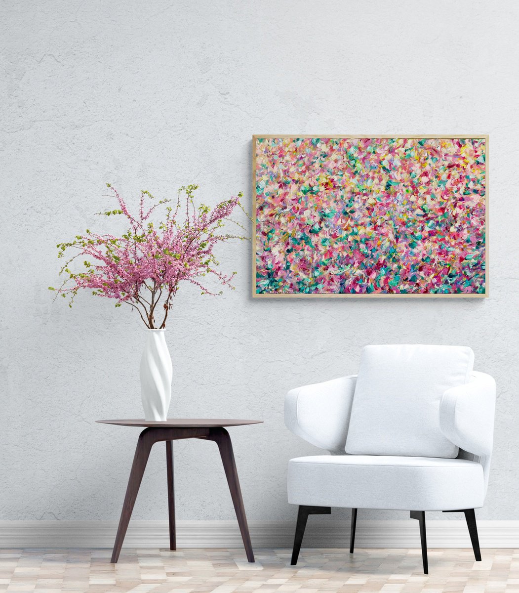Abstract Acrylic Painting By Katherine Spiller, 37 X 25", Garden Of Wonder, Original Artwork
