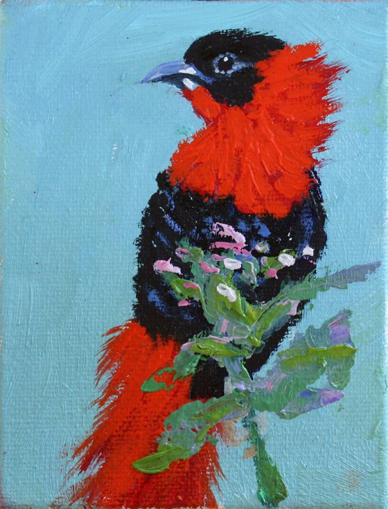 Bird #6  /  From my a series of mini works BIRDS /  ORIGINAL PAINTING