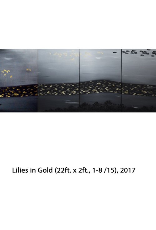 Lilies in Gold (long scroll w/15 panels, 1-8), 2017 by Faye zxZ