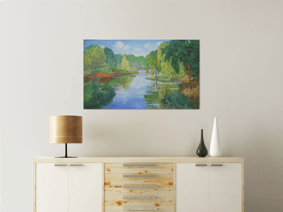 Willows over the river - Original oil painting (2016)